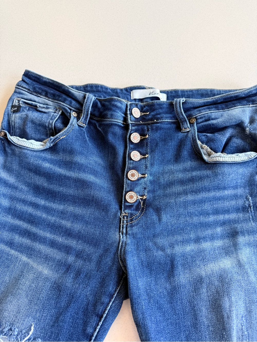 KanCan Medium Blue Straight Leg Jeans with Button Fly